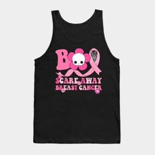 Groovy Boo Halloween Scare Away Breast Cancer Awareness Tank Top